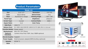 Core I7 AIO máy tính Gamer PC monoblock cong màn hình computadora 8GB 16GB 32GB <span class=keywords><strong>RAM</strong></span> 1TB SSD nhà tất cả trong một PC - Product Image 5