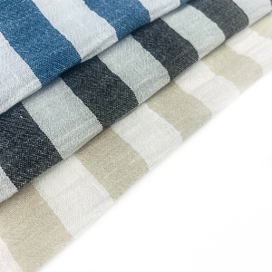 Bán Buôn Vải Dệt Dệt Linen Cái Nhìn Poly Sọc Vải Telas Cho Mùa Hè Dresses Phù Hợp Với Quần - Product Image 1