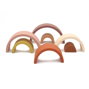 <span class=keywords><strong>Jeux</strong></span> éducatifs populaires en Silicone arc-en-ciel blocs d'empilage enfants Montessori bébé jouets d'apprentissage Montessori - Product Image 3
