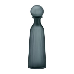 Vaso in vetro scanalato con coperchio, finitura blu intenso, vaso decorativo per fiori, per soggiorno, elemento scultoreo per la casa - Product Image 1