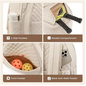 Sac de tennis matelassé léger, sac à dos de grande capacité, sac de raquette de pickleball avec compartiment séparé pour raquette, sac de pickleball - Product Image 4