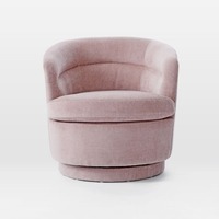 Fauteuil Club Moderne de Luxe Nordique Rembourré en Velours, Fauteuil Pivotant Bouclé pour Salon