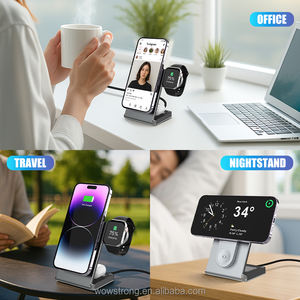Soporte de cargador inalámbrico multifuncional 3 en 1 Carga rápida de 15W para reloj de teléfono/<span class=keywords><strong>AirPods</strong></span>, almohadilla plegable portátil - Product Image 5