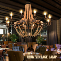 Lampu Gantung Tali Rami Gaya Retro Amerika, Lampu Hias Nostalgia Gaya Industrial untuk Kafe Internet, Restoran, dan Kedai Hot Pot