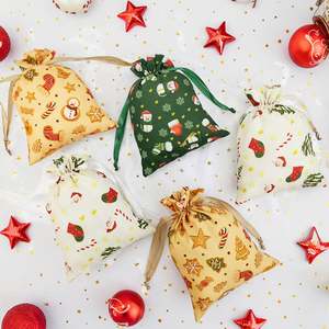 Bolsa de Algodón Ecológica Personalizada para Fiestas, con Estampado de Dibujos Animados, Recuerdos, Regalos de Compras, Manualidades para Navidad - Product Image 1