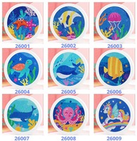 Offre Spéciale Kit de Peinture Diamant DIY pour Enfants, Miniature, Encadré, Thème Animaux Amusants de Noël, avec Cadre Rond
