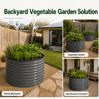 Bac de jardin rond en acier galvanisé ondulé de 86 cm de haut, jardinière extra-profonde de 0,6 mm pour la plantation de légumes racineux et d'herbes dans la cour