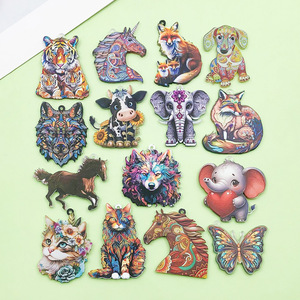 Colgantes de animales de acrílico coloridos, con estampado de dibujos animados de doble cara, accesorios de joyería DIY, dijes temáticos para proyectos creativos, unisex - Product Image 1