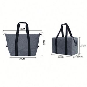 Custom Logo Large Capacity Zippered Insulated Cooler <b>Tote</b> <b>Bag</b> with Front Pocket for Corporate Events - Product Image 4