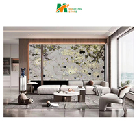 Maoteng Panneau mural en granit de Patagonie rétroéclairé moderne en onyx de luxe de haute qualité Dalle de marbre noir magma doré pour projet de villa