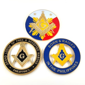 カスタムメイソンバッジ フィリピン国旗 メイソン ラウンドメタル メイソンオートカーエンブレム - Product Image 3