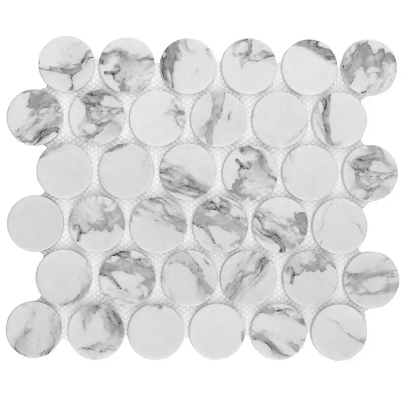 48 mm कस्टम inkjet मुद्रण रसोई बाथरूम की दीवार ग्लास पैसा भी गोल आकार मोज़ेक टाइल