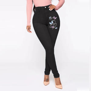 YSMARKET <span class=keywords><strong>Jeans</strong></span> S-3XL elasticizzati ricamati da <span class=keywords><strong>donna</strong></span> <span class=keywords><strong>Jeans</strong></span> a fiori elastici pantaloni femminili in Denim Plus Size - Product Image 1