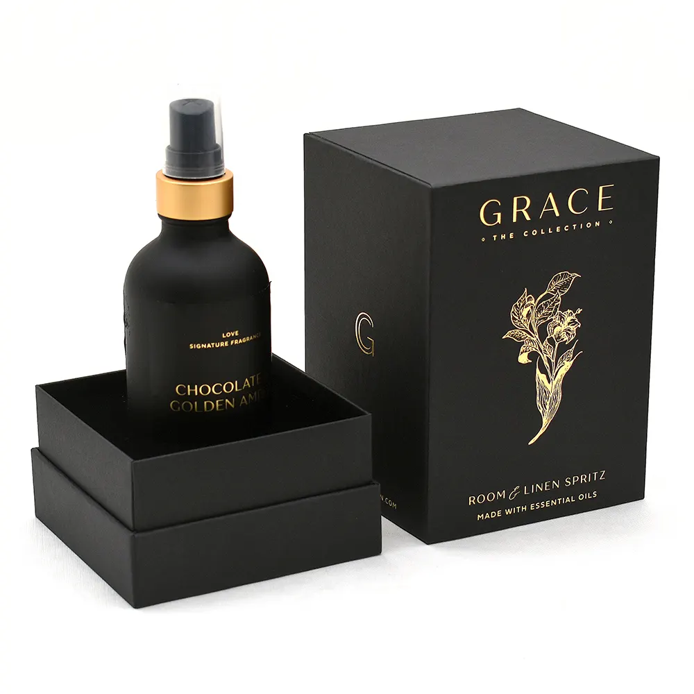 Caja de perfume personalizada Botella vacía 50ml 100mL Paquete Caja de regalo Cosméticos Paquete de lujo Caja rígida Papel de revestimiento Estampado de lámina dorada