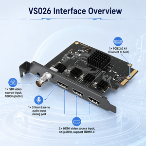 Carte de capture vidéo interne 4 canaux (3xHDMI 4K*60Hz + 1xSDI), PCIe, 1080P*60Hz, commutateur de mode, boîtier en aluminium pour Win/<span class=keywords><strong>Mac</strong></span>/Linux - Product Image 3