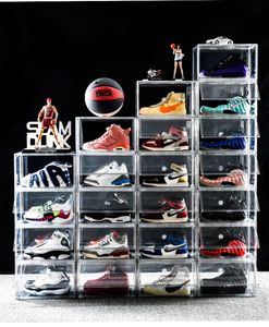 Top Quality Household Rectangle Acrylic Plastic Magnetic Shoe Box Stackable Transparent Clear PET Storage Container