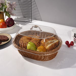 <span class=keywords><strong>Panier</strong></span> alimentaire ovale en plastique PP avec couvercle en acrylique pour le rangement à domicile de <span class=keywords><strong>légumes</strong></span>, <span class=keywords><strong>fruits</strong></span>, pain <span class=keywords><strong>et</strong></span> autres aliments - Product Image 5