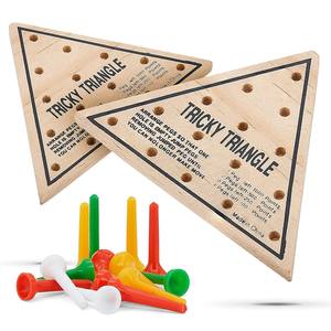 Juego familiar único de noche, paquete de 12 viajes, divertido juego de mesa triangular de madera, peones, clavijas o piezas, juguete de estrategia - Product Image 1