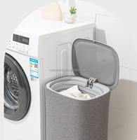 Panier à linge en tissu avec couvercle à pédale, panier à linge à ouverture par le haut, anti-odeurs, 60L, panier à linge portable avec poignées