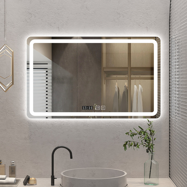 Ultra HD Square Smart Mirror Front-Lit Illuminated Wall-Mounted Makeup Mirror Modern Explosion-Proof LED Bathroom Living Hotels