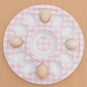 Plato de Melamina Rosa Personalizado de Diseño Moderno, Ecológico, Duradero y Fácil de Limpiar, Juego de <span class=keywords><strong>Vajilla</strong></span> con Forma Irregular de Huevo de Pascua para Fiestas - Product Image 4