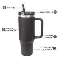 Tasse à café de voyage par sublimation personnalisée tasse en acier inoxydable gobelet isolé de 40oz avec poignée et paille à rabat