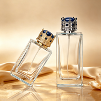 Flacons de parfum carrés en verre transparent 50ml/100ml vides avec pulvérisateur à pompe, boîte cadeau et impression sérigraphique