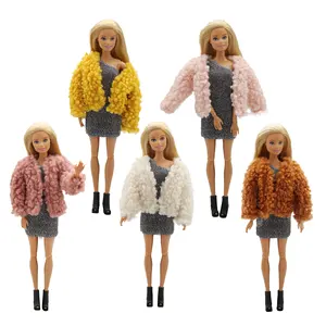 Best selling faux fur coat 1/6 bjd barbi doll clothes for 30cm Doll