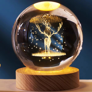 Nội Thất Khắc Nhỏ Ánh Sáng Ban Đêm Cơ Sở LED Ánh Sáng Ban Đêm Đèn Pha Lê Bóng Với Gỗ Năng Lượng Mặt Trời Hệ Thống Hành Tinh Sphere Laser 3D Hộp Quà Tặng - Product Image 4