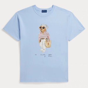T-shirts à <span class=keywords><strong>manches</strong></span> <span class=keywords><strong>courtes</strong></span> pour femmes, nouveau style d'été, tissu en coton pur avec imprimé ours et broderie rayée - Product Image 1