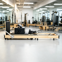 Reformer de Pilates Plegable Postparto de Roble con Muelles Suaves para Entrenamiento de Madres Primerizas