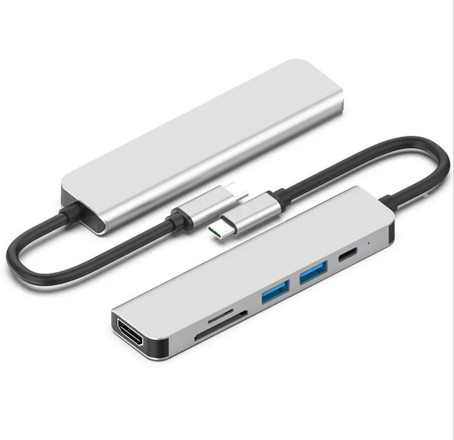 SOYEER 6 IN 1 USB 3.0 Hub Type C HD-4K Micro TF/SD Card Reader Adapter 87W PD Dock for MacBook Pro New Mac Air hub