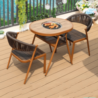 Juego de Muebles de Exterior para Patio, Jardín, Terraza, con Mesa de Comedor y Sillas para Barbacoa con Carbón Vegetal, Diseño Inteligente para Hervir Té, Venta al por Mayor, OEM, ODM