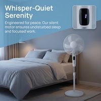 Ventilateur sur pied télécommandé 16 pouces, silencieux, avec minuterie, blanc, hauteur réglable, pour chambre et salon