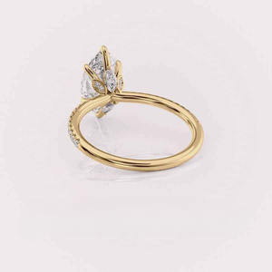Anillo de Compromiso con Diamante Cultivado en Laboratorio, Corte Marquesa, Certificado por IGI, con Banda Pavé en Oro Blanco/Rosa y Amarillo de 18K - Product Image 3