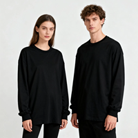 T-shirt Homme Long en Coton Tricoté 240g 100% Coton, Col Rond, Coupe Ample Oversize, Épaules Tombantes, Respirant et Écologique, Qualité Industrielle