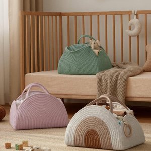 Bolsa de pañales <span class=keywords><strong>para</strong></span> bebé tejida con cuerda, bolso tejido con cuerda de algodón, cesta de almacenamiento <span class=keywords><strong>para</strong></span> botella de pañales, bolsa <span class=keywords><strong>para</strong></span> mamá - Product Image 2