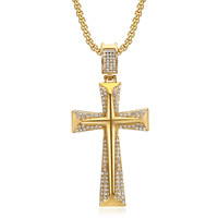 Collier pendentif pour homme en or et argent 18 carats avec chaîne à maillons en acier inoxydable plaqué or