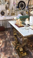 De luxe usine directe Offre Spéciale pas cher cadre en acier inoxydable en marbre carré maison salon meuble console ensembles de table
