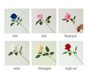 Real Touch <span class=keywords><strong>Roses</strong></span> Flores de franela de una sola rama Wet <span class=keywords><strong>Red</strong></span> <span class=keywords><strong>Roses</strong></span> para boda y decoración del hogar para Acción de Gracias y graduación - Product Image 6