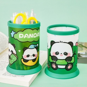 ที่เก็บปากกาพลาสติกทรงกลมแบบ DIY พับเก็บได้ภาชนะใส่ปากกาการ์ตูนแพนด้าน่ารักความจุมาก - Product Image 1