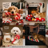 Jouet en peluche pour chien classique en forme de canne à sucre de Noël, couineur, à mâcher, interactif, durable, rayures rouge, vert, blanc, approvisionnement en gros