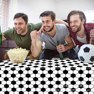 Football Themed <b>Tablecloth</b> <b>Black</b> And White 137x274 Cm Plastic Digital Printing Party Decoration Set For Football Gathering - Product Image 1