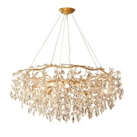 Suspension en cristal post-moderne de luxe, style villa française, ovale réglable, pour salon chic, restaurant, hôtel, milieu de gamme