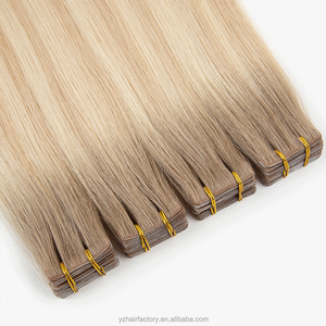 Extensiones de Cabello Rubio Europeo de Alta Calidad, Doble Trama, Invisibles, con Cinta Adhesiva Larga de PU, Extensiones de Cabello Humano Virgen - Product Image 2