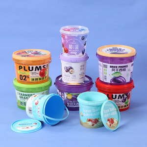 500ml 1L 2L biểu tượng tùy chỉnh nhựa uống xô Takeaway dùng một lần trái cây <span class=keywords><strong>container</strong></span> PP rõ ràng hoặc IML xô với nắp xử lý - Product Image 6