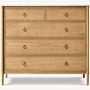 Commodes de chambre à coucher en bois de style américain <span class=keywords><strong>Commode</strong></span> à <span class=keywords><strong>5</strong></span> <span class=keywords><strong>tiroirs</strong></span> avec dessus en marbre - Product Image 1
