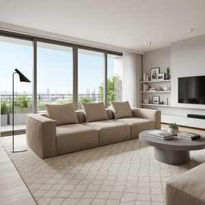 Sofá Seccional Modular Minimalista Italiano Tipo Bloque de Tofu, Ecológico, Tejido Resistente, Relleno de Esponja, Ideal para Apartamentos Pequeños - Product Image 5