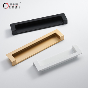 Oukali Wholesale Zinc Alloy Modern Luxury Kitchen Cabinet Handles <strong>Matt</strong> Gold <strong>Black</strong> Wardrobe <strong>Door</strong> Drawer Furniture Pull Handle - Product Image 4