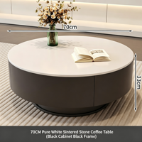Table basse moderne de style français avec plateau en marbre crémeux et structure en métal aux coins arrondis - Design durable et respectueux de l'environnement
